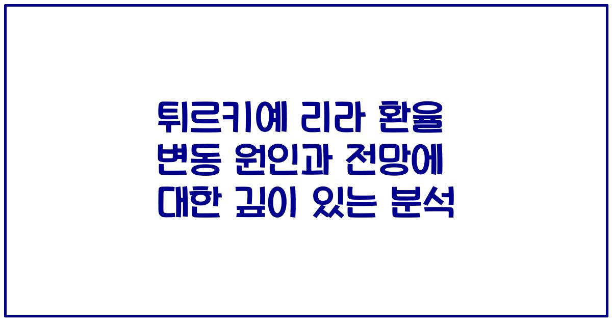 튀르키예 리라 환율 변동 원인과 전망에 대한 깊이 있는 분석