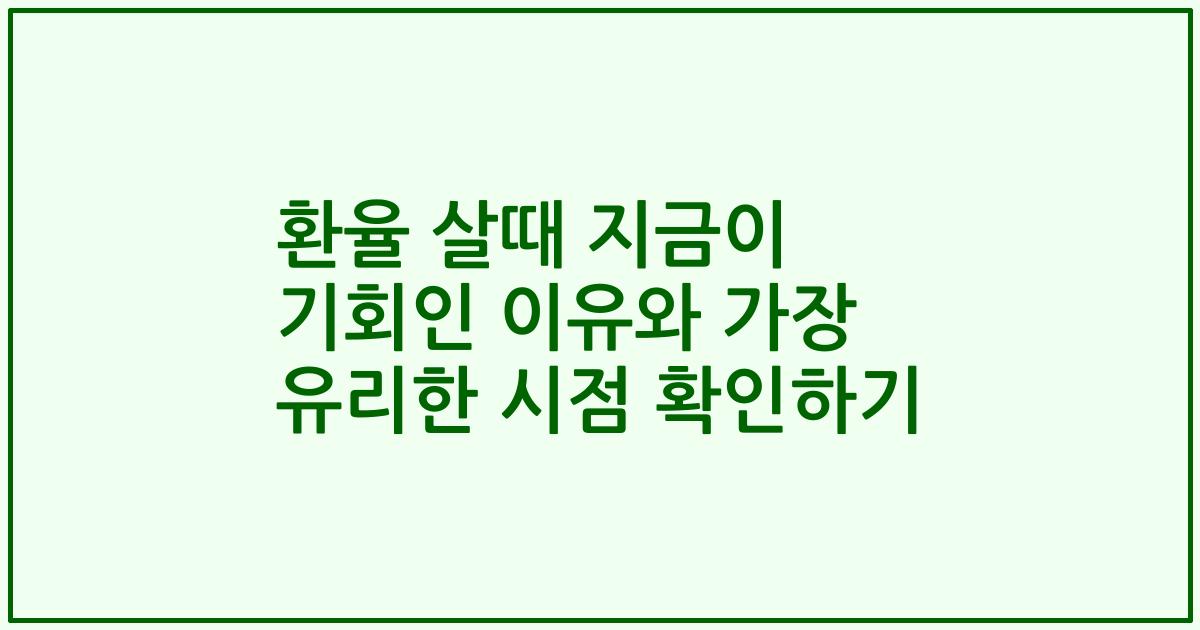 환율 살때 지금이 기회인 이유와 가장 유리한 시점 확인하기