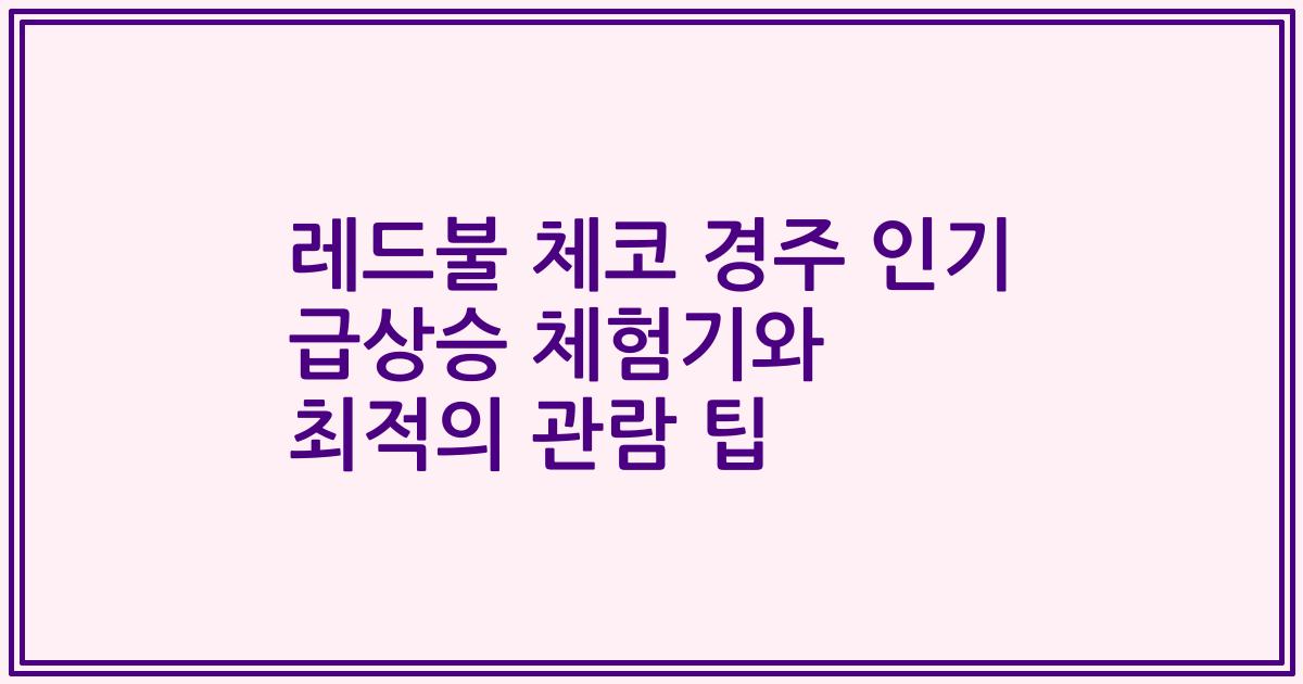 레드불 체코 경주 인기 급상승 체험기와 최적의 관람 팁