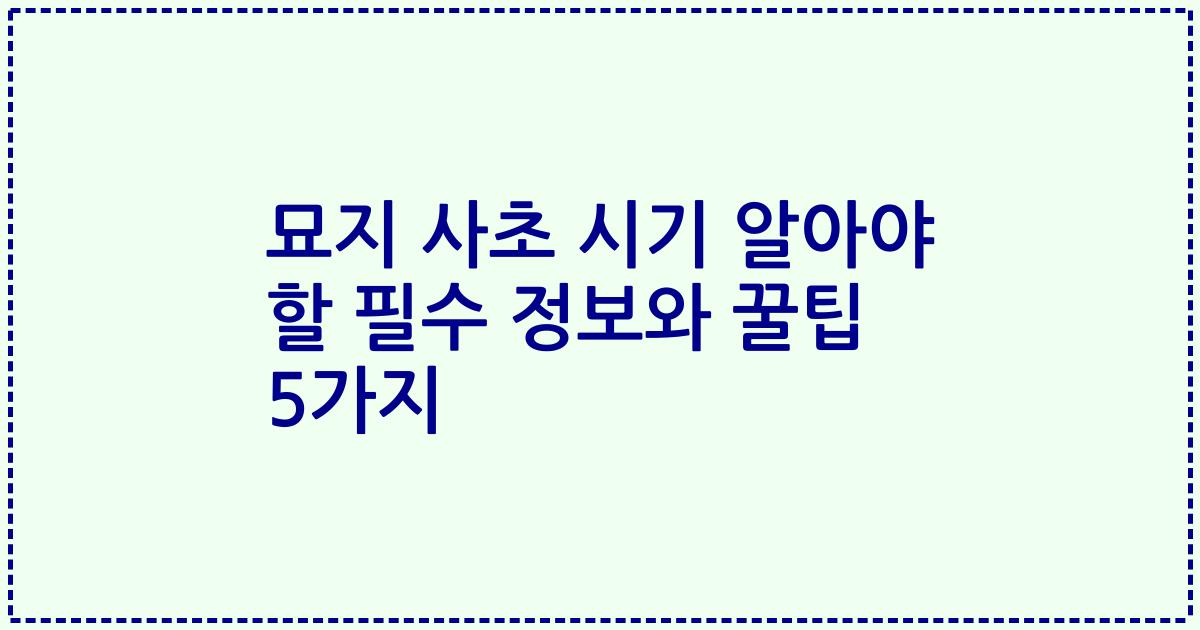 묘지 사초 시기 알아야 할 필수 정보와 꿀팁 5가지