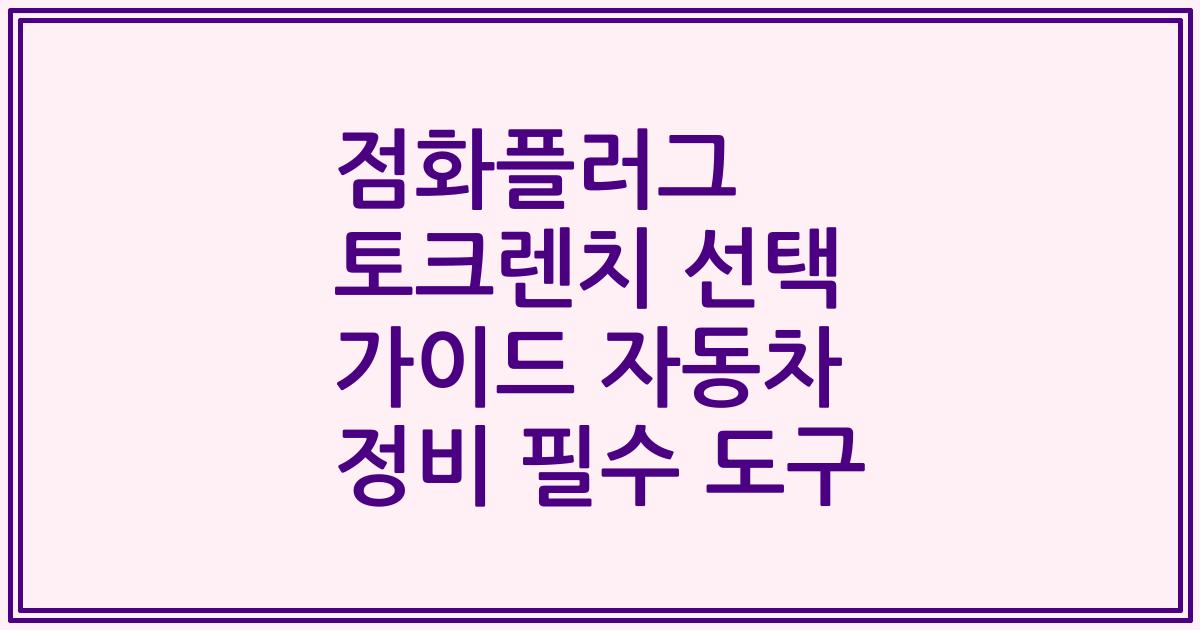 점화플러그 토크렌치 선택 가이드 자동차 정비 필수 도구
