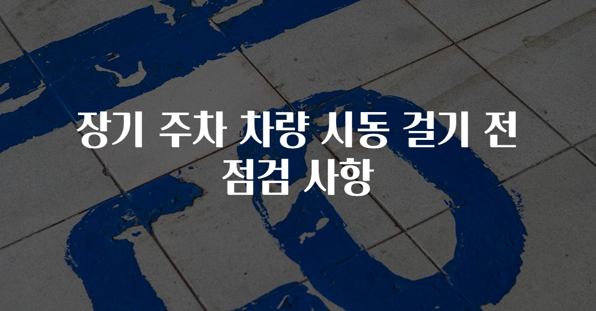 장기 주차 차량 시동 걸기 전 점검 사항