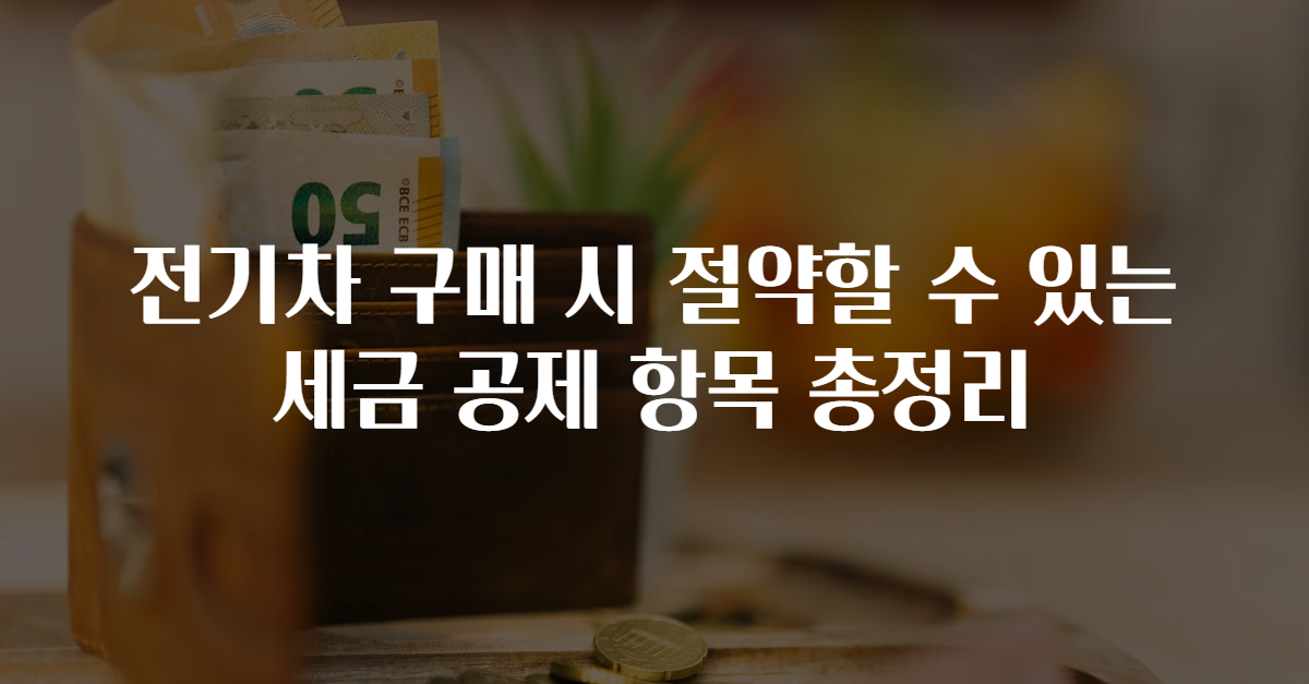 전기차 구매 시 절약할 수 있는 세금 공제 항목 총정리