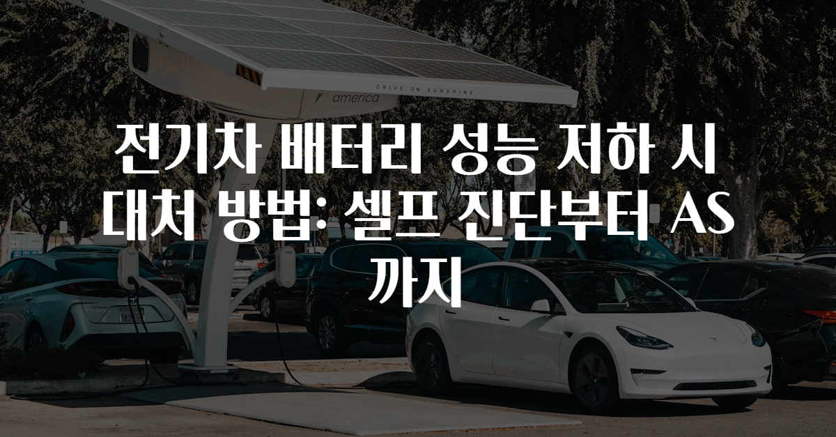 전기차 배터리 성능 저하 시 대처 방법: 셀프 진단부터 AS까지