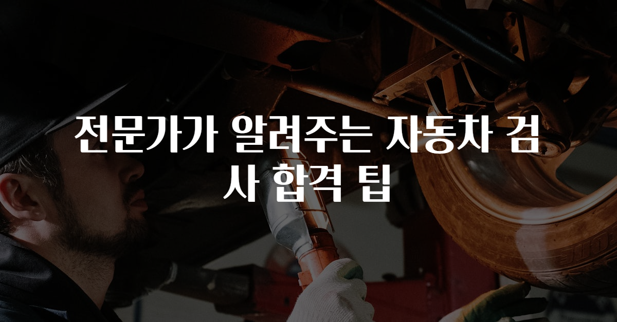 전문가가 알려주는 자동차 검사 합격 팁