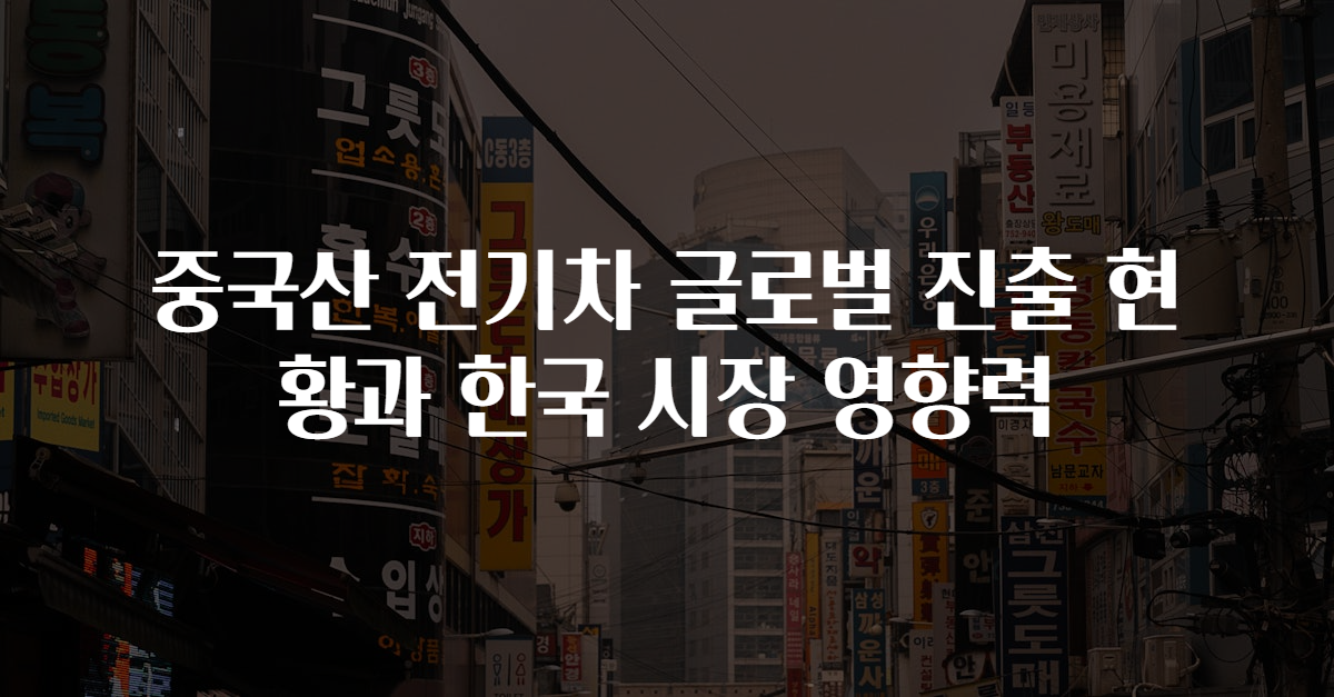 중국산 전기차 글로벌 진출 현황과 한국 시장 영향력